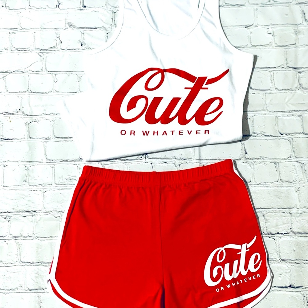 CUTE OR WHATEVER TANK TOP SET